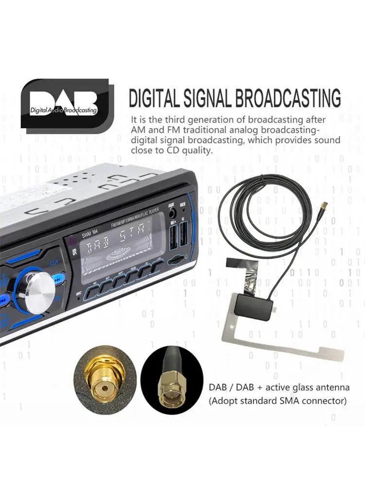Radio Car Bluetooth Stereo Receiver With Remote Control Single Din Digital Media Support FM/AM/RDS/DAB/DAB +/MP3 | Автомобили и