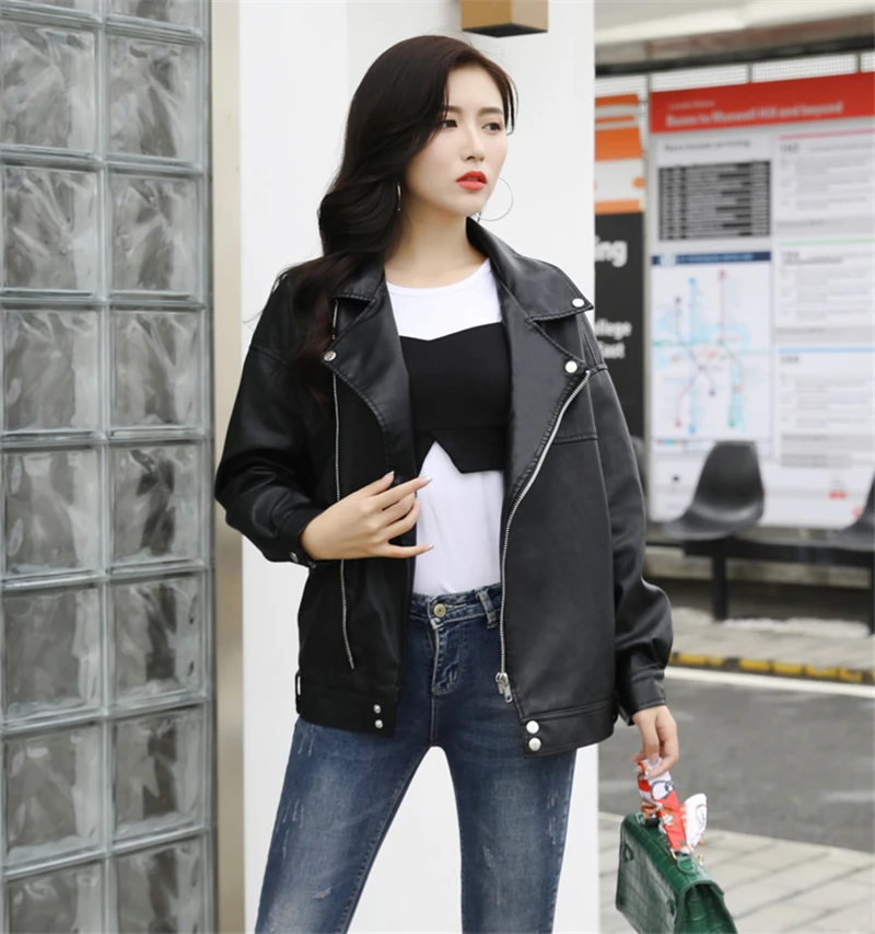 Куртка женская из искусственной кожи Осень-зима | Женская одежда
