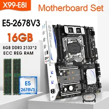 JINGSHA X99 E8I LGA 2011-3 motherboard SET E5-2678V3 8GB 2133MHz*2=16GB  DDR4 ECC REG RAM support Xeon E5 V3 V4 processor