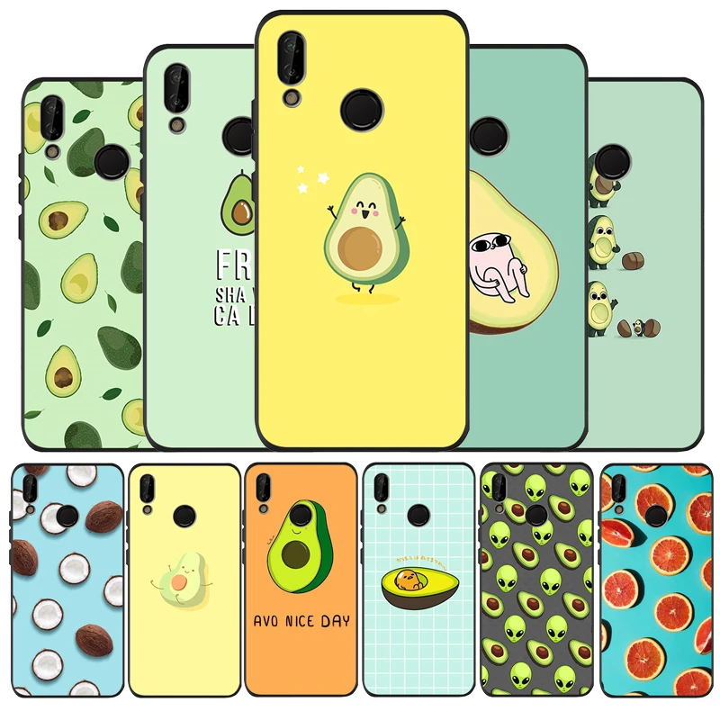 Черный мягкий чехол для телефона с изображением волн авокадо Huawei P9 P10 P20 P30 Lite Plus Pro