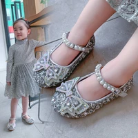 sequined crystal shoes children little girl princess shoes for wedding party kids single shoes gold silver chaussure fille 2 12t