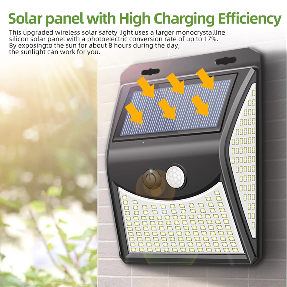 1/2/3/4/6 шт. 222LED настенный светильник на солнечной батарее 4 режима освещения
