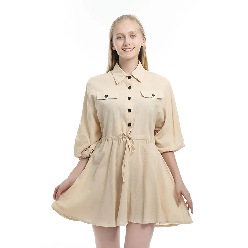 2019 Летняя мода Женская цельная рабочая одежда рубашка приталенная свободное