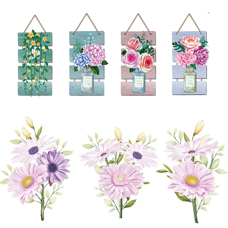 

Nordic Hanging basket Bouquet Fence Flowers Wall Stickers Wallpaper Livingroom Mural Background Decor baby Girls Room Decoration