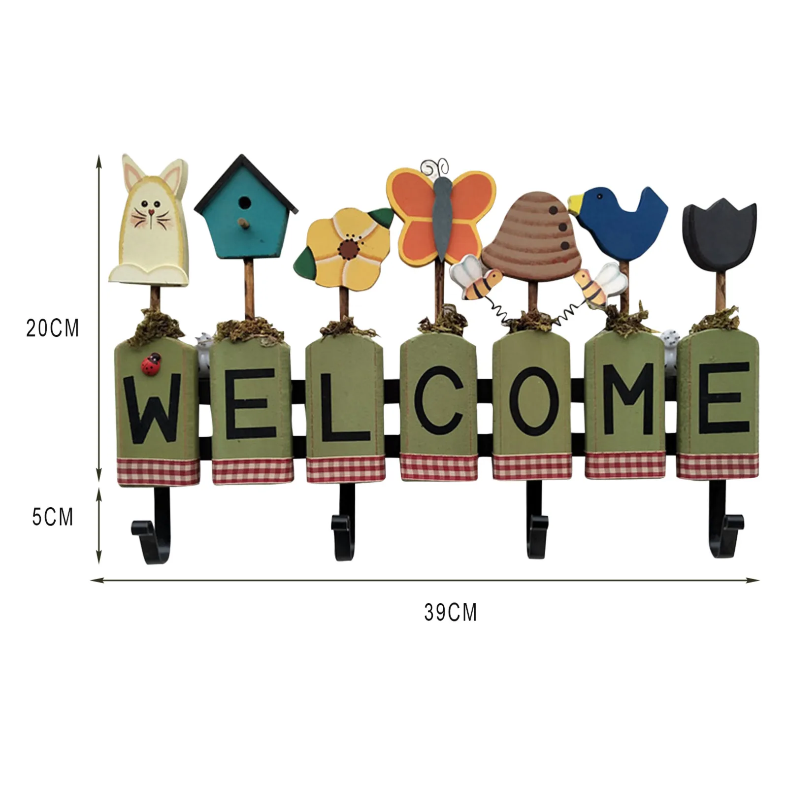 

Welcome Wooden Hooks Listing Style Creative House Number Key Holder Wall Hook Household Sundries Organizer Rack Accessories