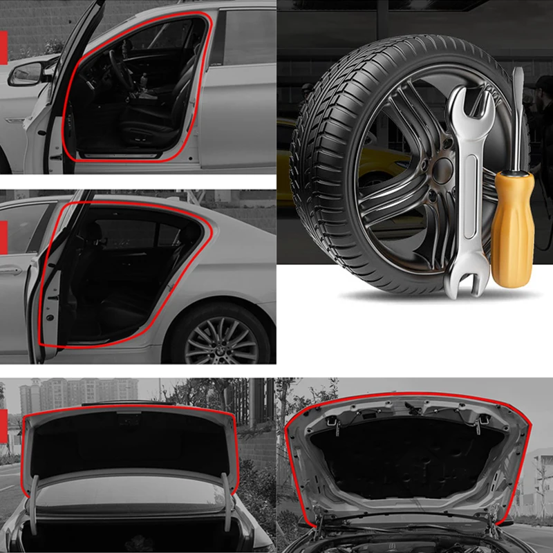 Rubber Car Door Sound Insulation Seal Strip For Seat Leon Ibiza Skoda Rapid Fabia Octavia Yeti Superb Audi A4 B8 B6 B7 A6 C5 C6 |