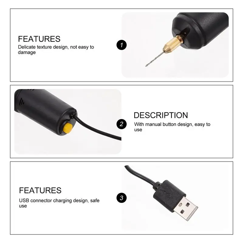 

1 Set Mini Hand Electric Drill Small Pearl Aeromodelling Epoxy USB Hole Puncher