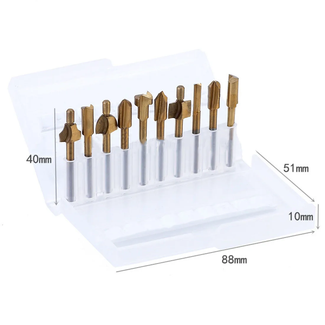 

Tool Router Bits Parts 10pcs Kit Cutters 1/8 inch Shank Titanium Coated