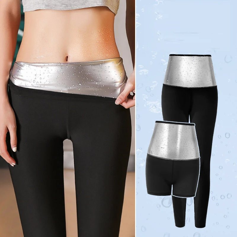 

Women Thermo Body Shaper Slimming Pants Silver coating Weight Loss Waist Trainer Fat Burning Sweat Sauna Capris Leggings Shapers