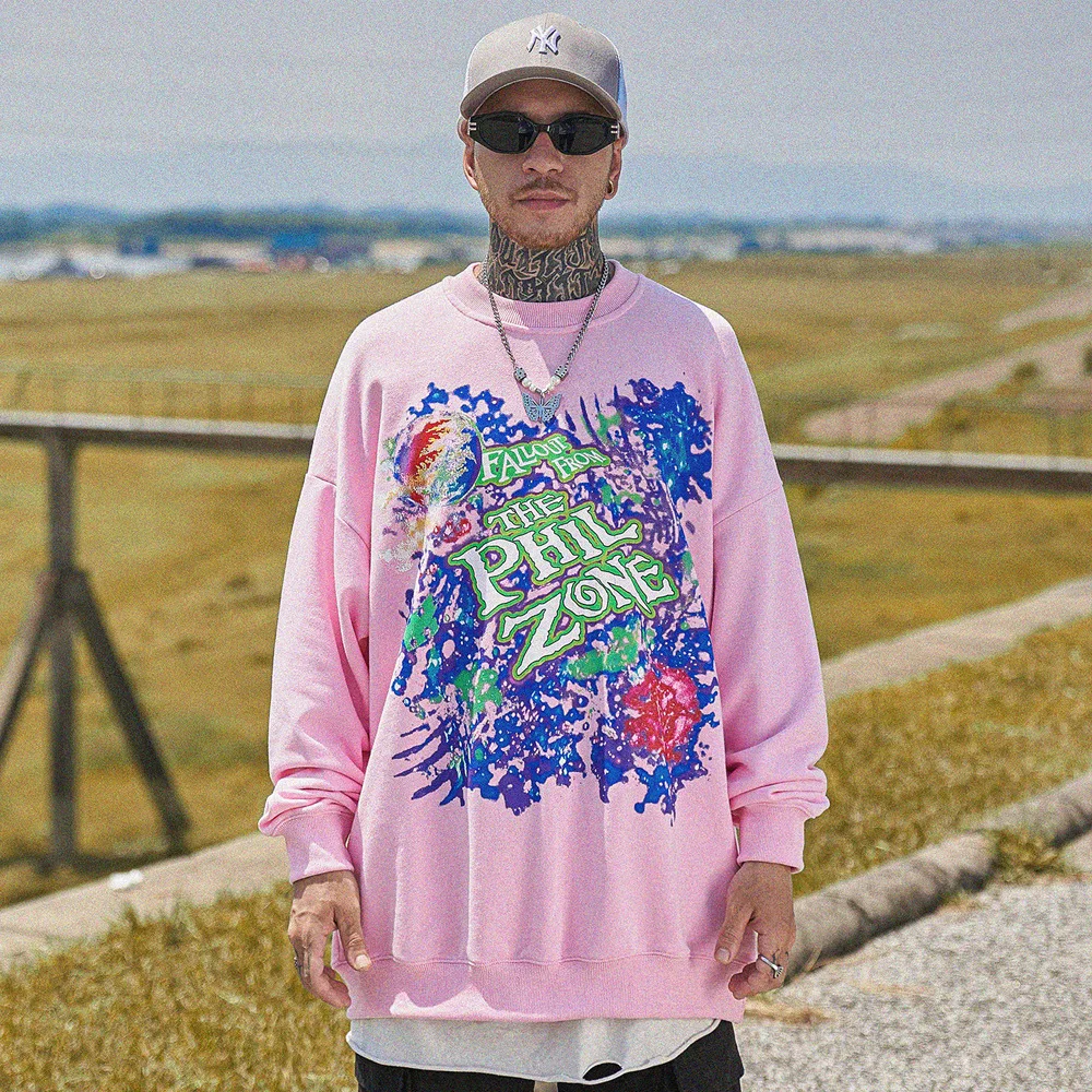 

Свитер Eukaaru мужской с принтом граффити, пуловер в стиле хип-хоп, Свободный Топ с длинным рукавом, уличная одежда, оверсайз
