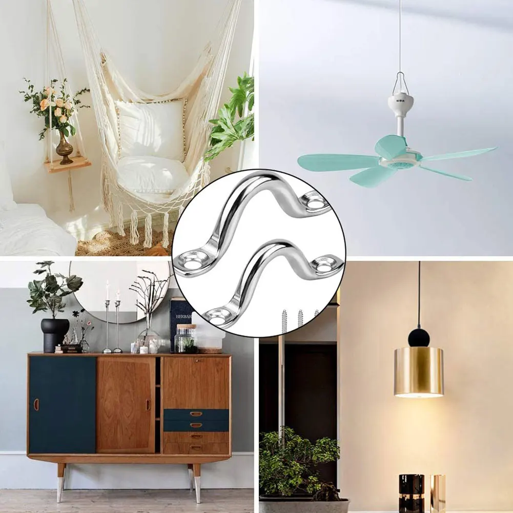 

New 10PCS Kayak Deck Loops Pad Eye Straps Canoe Accessories 316 Stainless Steel Eye Plate Kayak Canoe Rigging for Canoe Silver