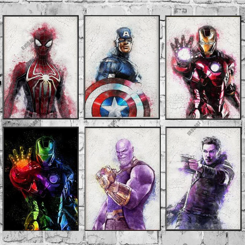 

Marvel Canvas Painting Wall Art Superhero Avengers Iron Man Nordic Anime Posters and Prints Pictures for Living Kids Room Decor