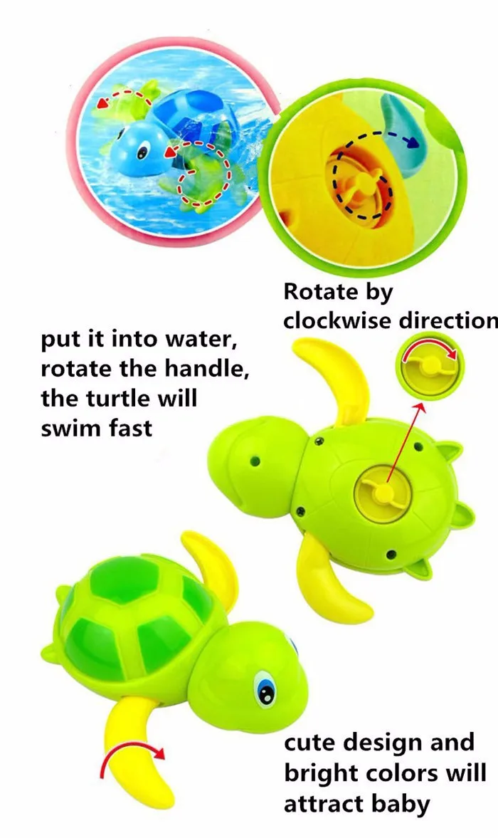 1 шт. детские игрушки для воды маленькие плавающие черепахи в ванной намотанные