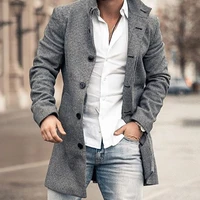 gray trench coat men mid long winter jackets for men business slim single breasted mens overcoat fashion plus size 4xl