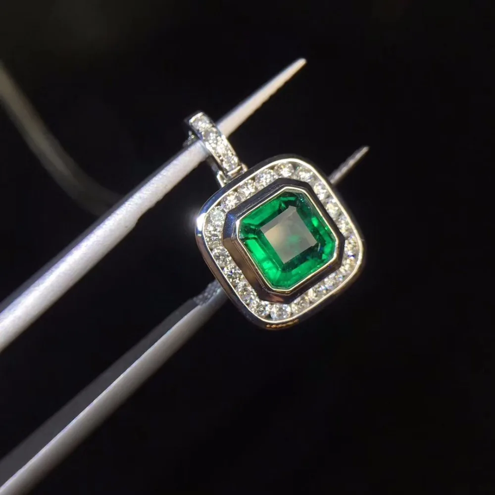Ювелирные украшения чистый 18 К золото AU750 G18K натуральный Зеленый Изумруд 1,05 кулон золотой бриллиантовый кулон ожерелья из драгоценных камней для женщин