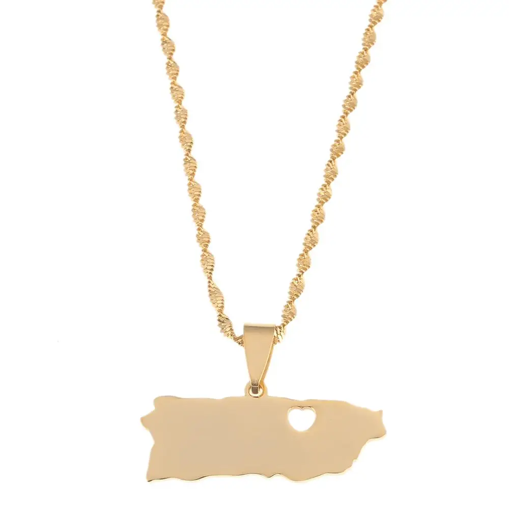 Ожерелье из нержавеющей стали с подвеской в виде карты Джорджии золотого цвета