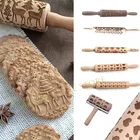 Милые животные Рождественская елка деревянная скалка для тиснения для фотографий, фондан, пирог тесто гравированный ролик