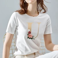 women letter t shirts fashion alphabet female tshirts harajuku soft tshirt nice flowers element round neck tops tee short sleeve