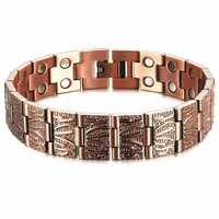 european and american popular red copper 99 9 pure 3500 gauss double row strong magnetic dragon pattern mens bracelet