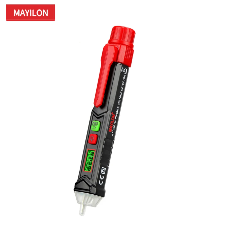 

Тестер напряжения MAYILON HT100/HT100P, умный Бесконтактный ручной детектор напряжения переменного тока, с автоматическим обнаружением
