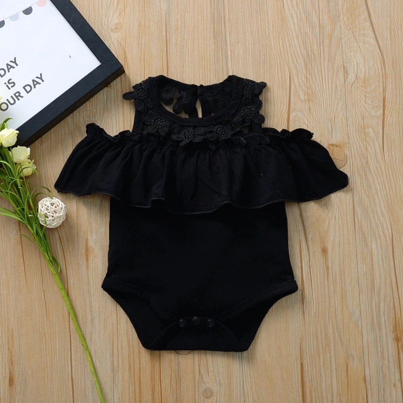 

2020 Fashion Newborn Baby Girl Summer Floral Clothes Lace Patchwork Jumpsuit Bodysuit Solid Outfits