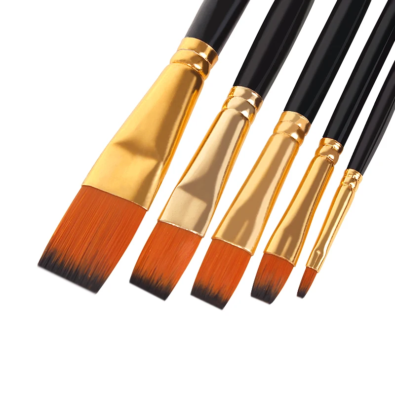 Ручка для рисования акварелью нейлоновая кисть 5 черных стандартов студенческие