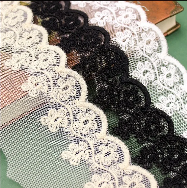 Лента с вышивкой черная/бежевая/цвета слоновой кости 20 ярдов 6 см 2 36 дюйма