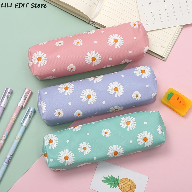 

Пенал для карандашей Kawaii, прозрачный, с маргаритками, ярких цветов, подарок, школьный пенал сумка, школьные принадлежности, канцелярские при...