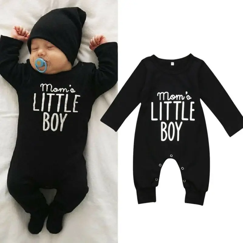 pudcoco 2019 Brand Cute Newborn Baby Little Boys Cotton Romper Outfits Clothes 1 Piece Black Long Sleeve Jumpsuit |