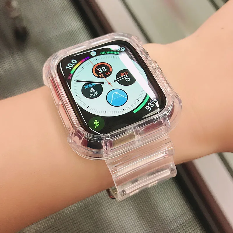 Ремешок силиконовый прозрачный для apple watch Band 5 4 3 сменный спортивный браслет iwatch