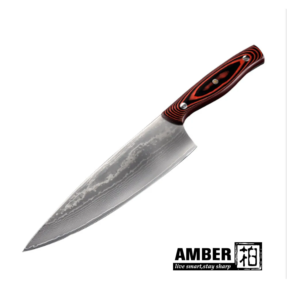 Янтарный набор ножей из дамасской стали 67 слойная японская Дамаск Сталь vg10 шеф