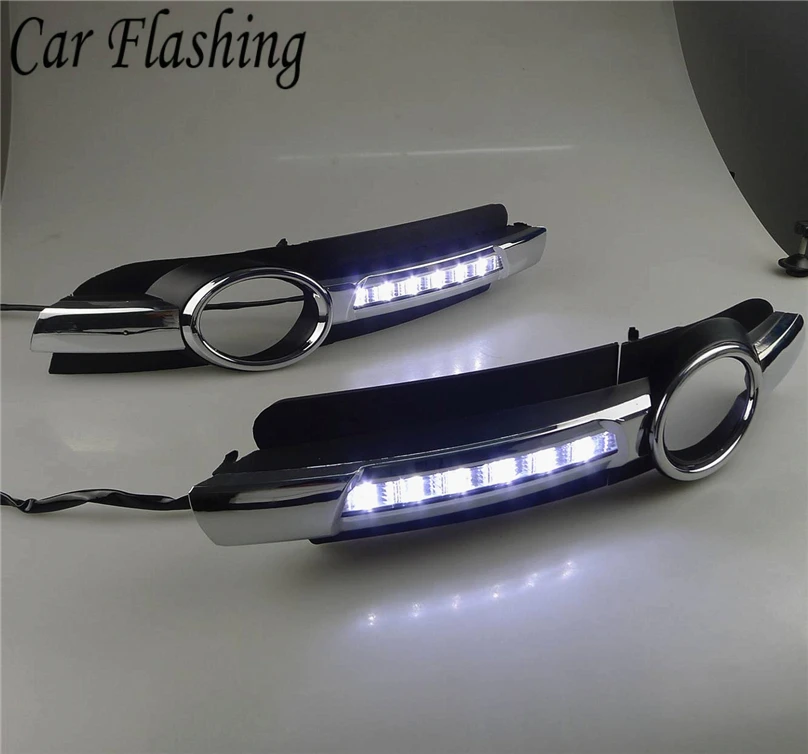 Car Flashing 1pair For AUDI A6 C6 2005 2006 2007 2008 LED DRL Daytime driving Running Lights Daylight Fog Lamp cover hole drl | Автомобили