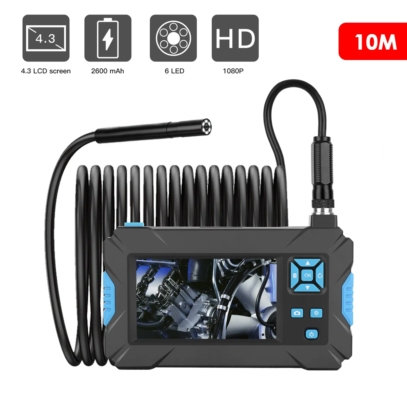 

Industrial Video Endoscope 1080P HD Borescope Dual Lens Sewer Inspection Snake Flexible Camera With 4.3 Inch Screen for Car Pipe