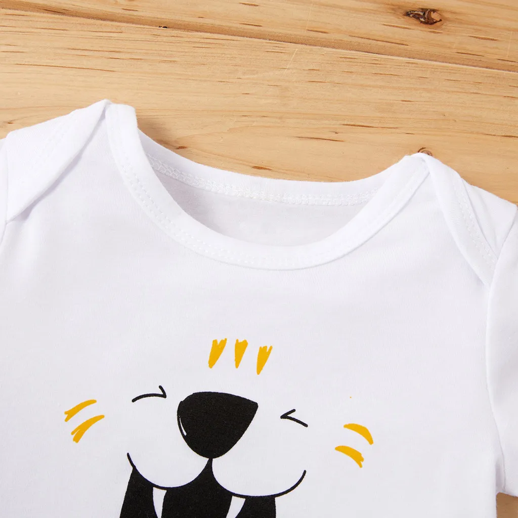 

2021 Infant Soft Cotton Playsuit Newborn Infant Baby Boy Romper Cartoon Dogs Button Short Sleeve Jumpsuit Sunsuit Baby Clothes