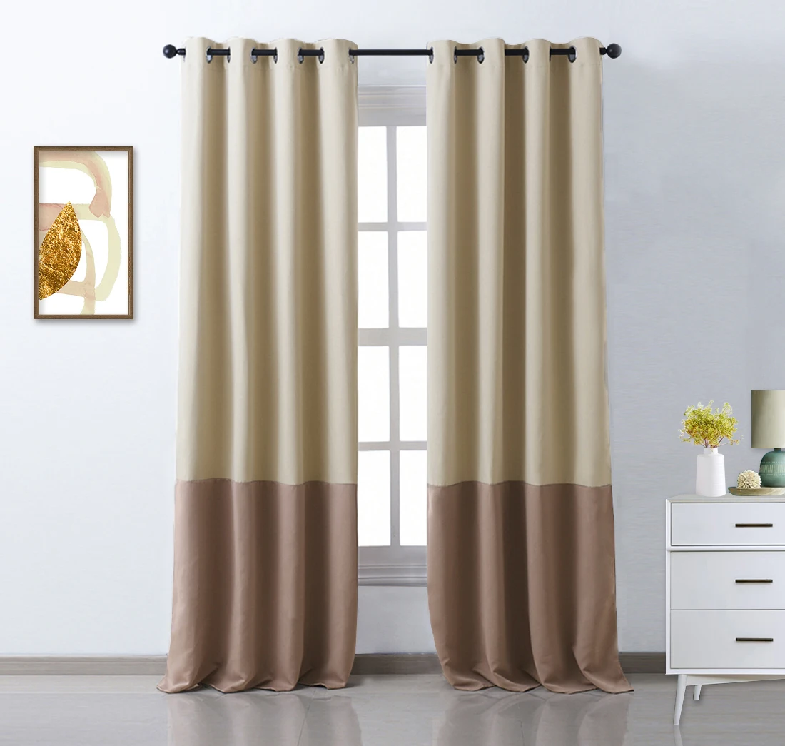 Beige and Khaki NICETOWN, 1 шт., 2 тона, новые цветные оконные шторы, оконное покрытие, модная термоизолированная уплотненная драпированная панель - Цвет: Beige and Khaki