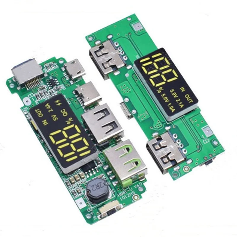 LED Dual USB 5V 2.4A Micro/Type-C Mobile Power Bank 18650 Charging Module Lithium Battery Charger Board Circuit Protection | Электроника