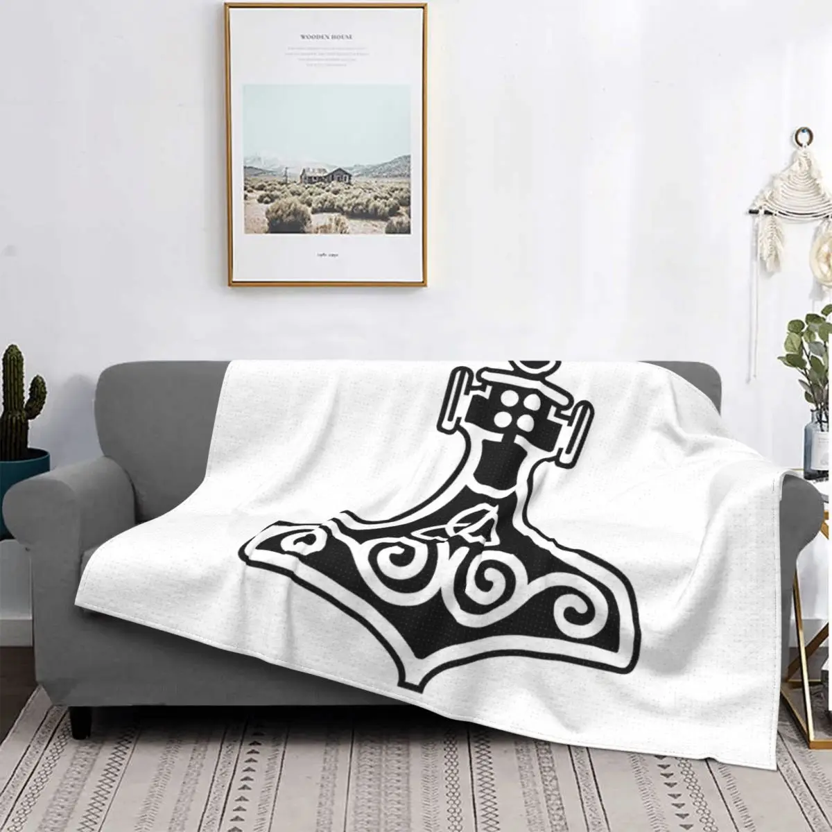

Manta de franela con signo vikingos, ropa de cama cálida para primavera y otoño, con arte cultural, para invierno
