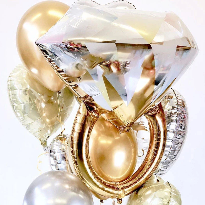 

36inch Round White Mr&Mrs LOVE Foil Balloons Diamond Ring Foil Balloon Wedding Party Docorations Valentine's Day Globos Supplies