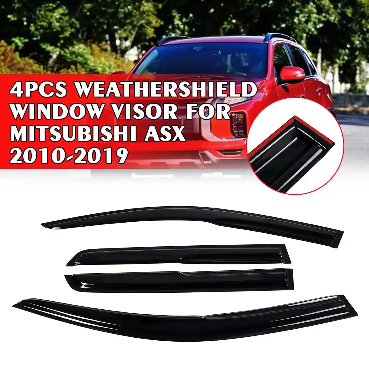 4 шт. непромокаемое окно козырек от ветра для Mitsubishi ASX 2010 2019 Black|Навесы и укрытия| |