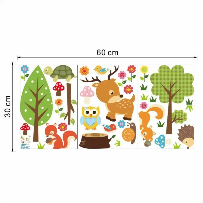Настенная Наклейка в виде лесных животных для детской комнаты роспись наклейка