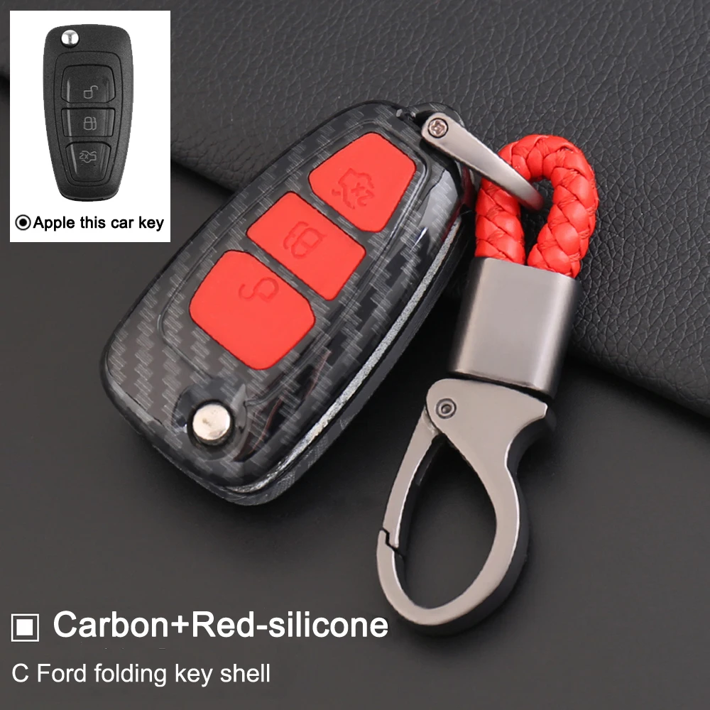 Автомобильный 3-кнопочный чехол для ключа из углеродного волокна защитный Ford C-Max