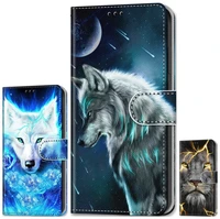lion wolf tiger boy flip phone case for samsung note 10 pro s10 lite s20 plus j400 j415 j610 m10 m20 dog kitten girl wallet p08f