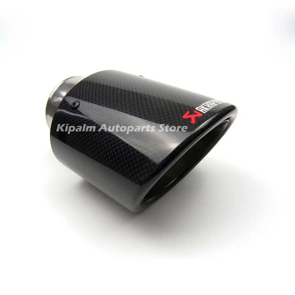 1 шт. Универсальный Овальный Наклонный Akrapovic углеродное волокно выхлопной трубы автомобиля глушитель наконечник глянцевый черный углеродного волокна фигурные края