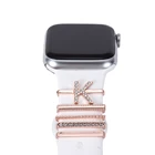 Золотой браслет с подвесками для Apple Watch, металлическое декоративное кольцо, бриллиантовое украшение, ремешок для умных часов, аксессуары для iwatch