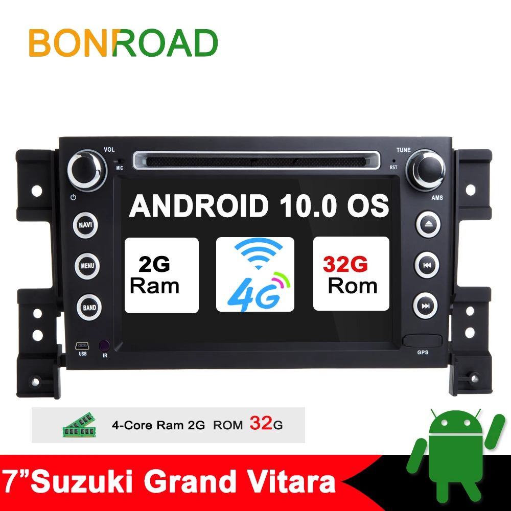 7inch 2G 32G with 4G Bonroad Android 10,0 Автомобильный мультимедийный плеер для Suzuki grand vitara 2007-2011 радио gps навигация автомобильный Аудио Видео плеер 2G+ 16G - Цвет: 7inch 2G 32G with 4G