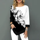 Блузка женская в полоску, свободная Повседневная рубашка с длинным рукавом, на пуговицах, с круглым вырезом, одежда на весну-осень