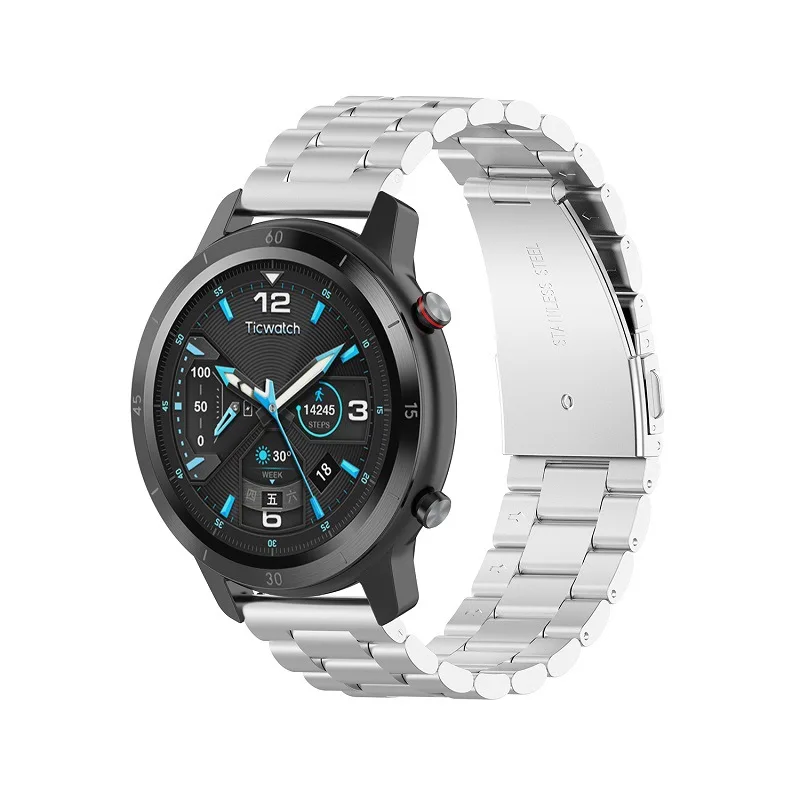 

Черный ремешок для Ticwatch Pro 2020, металлический универсальный браслет 22 мм, ремешок для Ticwatch Pro 3, сменный Браслет для GPS/E2/S2
