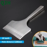 qjh 3 85mm leather craft punch tool 20 tooth oblique hole vegetable tanned leather fabric lace needle diy puncher chisel