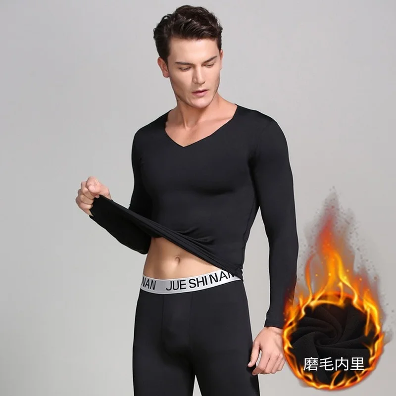 2022 New Men's Underwears Thermal Underwear Mens Long Johns Men Autumn Winter Shirt+pants Sets V-neck Long Johns Size L-XXXXL