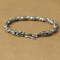 retrosen silver jewelry fashion faucet six character mantra all match wrist bracelet men vintage trend accessory